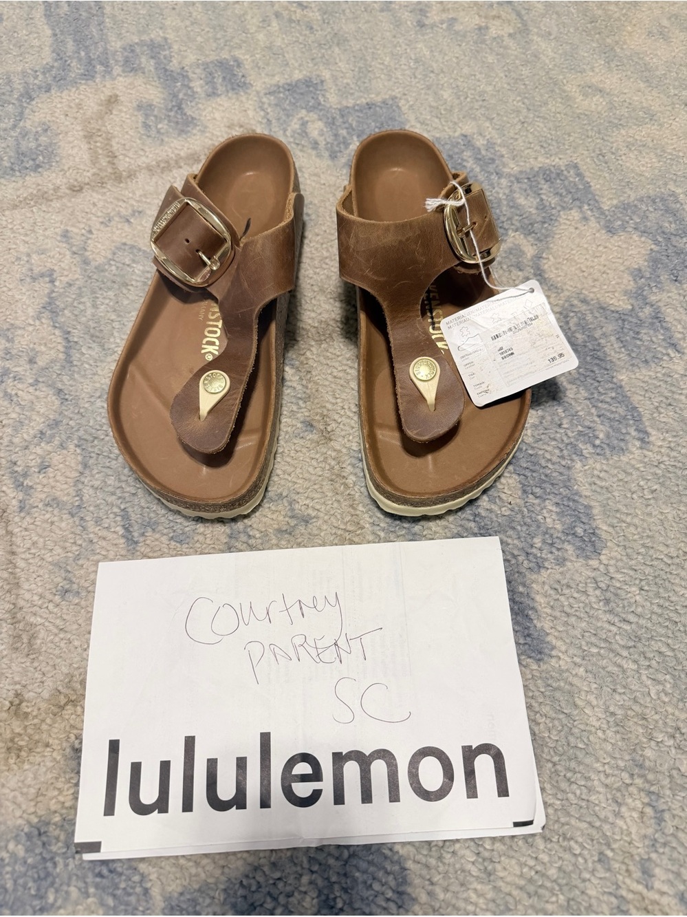 Birkenstock Brown Leather Thong Sandals with Buckle- size 37 nwt